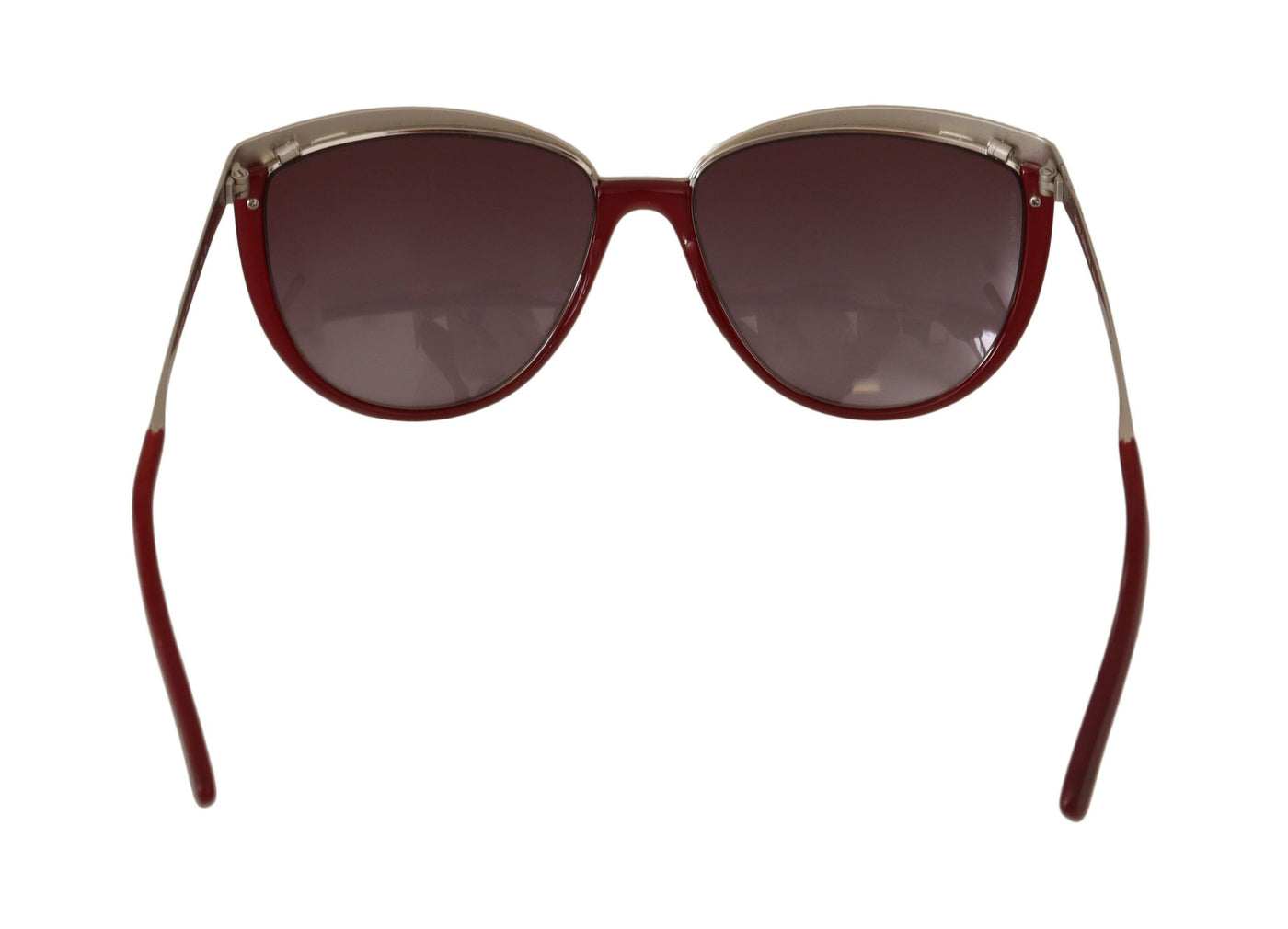 Silver Metal Maroon Acetate Cat Eye Sunglasses