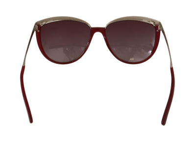 Silver Metal Maroon Acetate Cat Eye Sunglasses