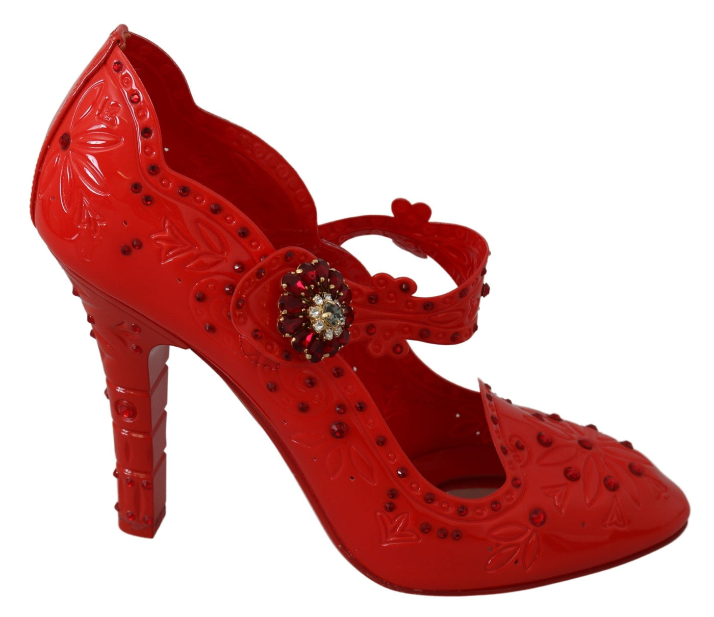 Red Floral Crystal CINDERELLA Heels Shoes