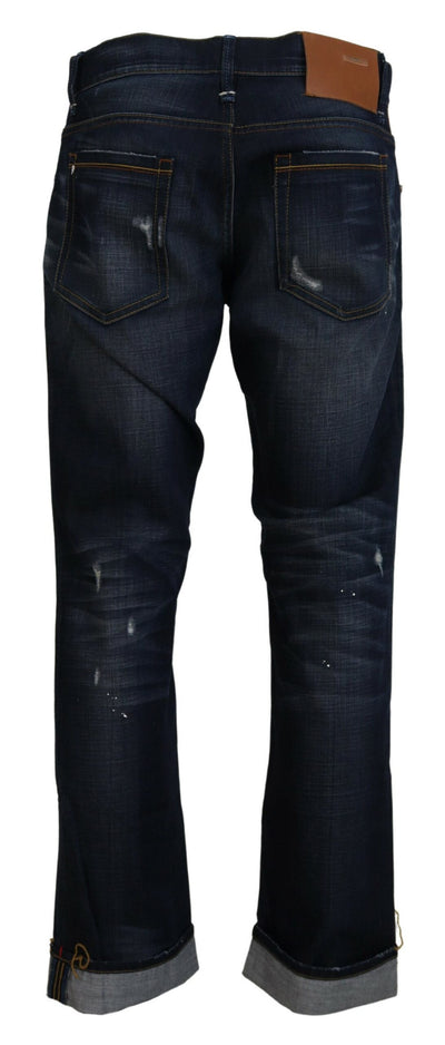 Blue Washed Cotton Straight Fit Men Casual Denim Jeans