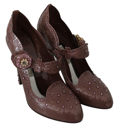 Brown Floral Crystal CINDERELLA Heels Shoes