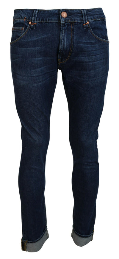 Blue Cotton Tapered Slim Fit Men Casual Denim Jeans