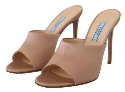 Beige Calzature Leather Stilettos Heels Sandals Shoes