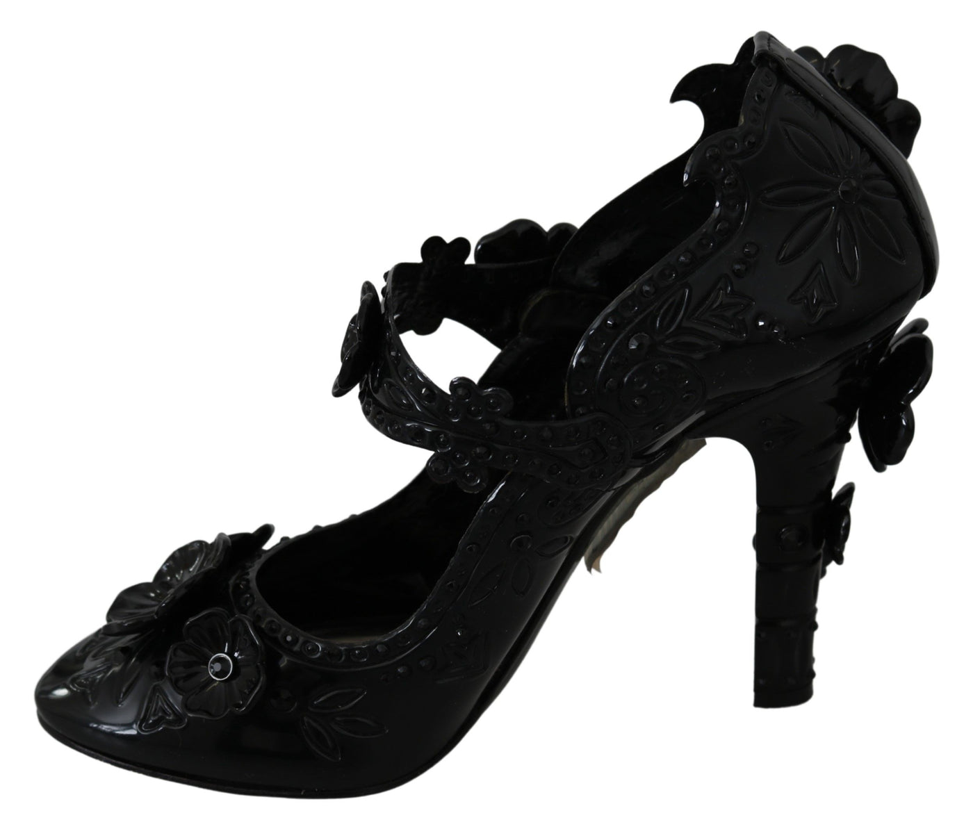 Black Floral Crystal CINDERELLA Heels Shoes