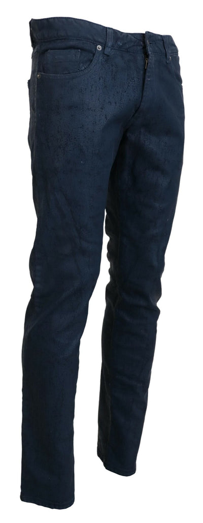 Blue Cotton Tapered Slim Fit Men Casual Denim Jeans