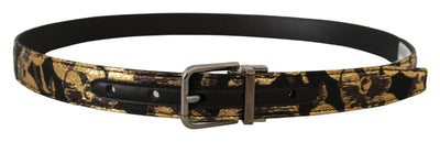 Multicolor Jacquard Leather Logo Metal Buckle Belt