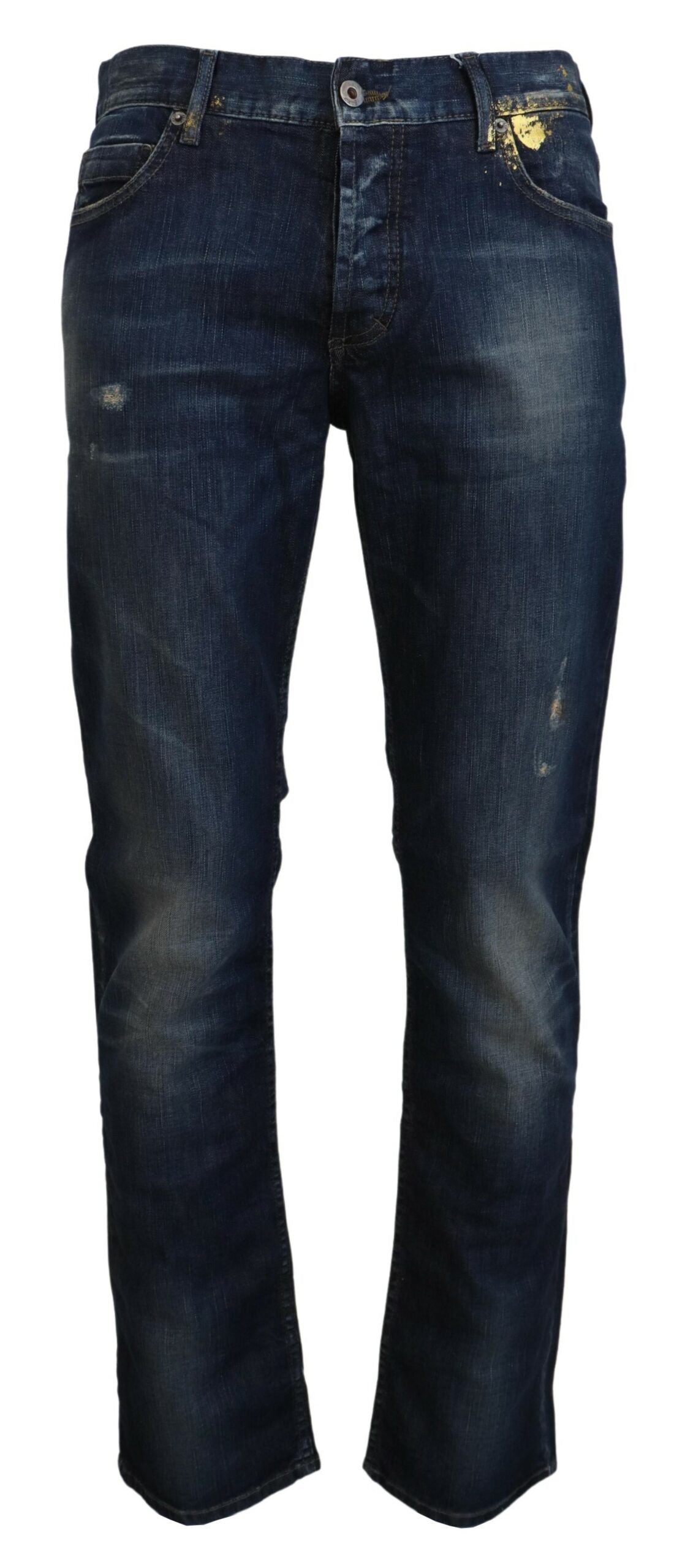 Blue Washed Cotton Straight Fit Men Casual Denim Jeans