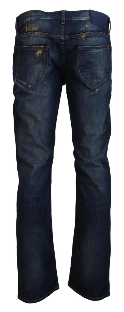 Blue Washed Cotton Straight Fit Men Casual Denim Jeans