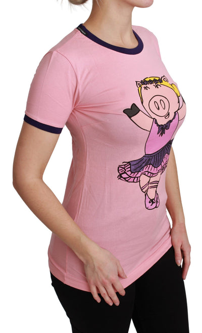 Pink YEAR OF THE PIG Top Cotton T-shirt