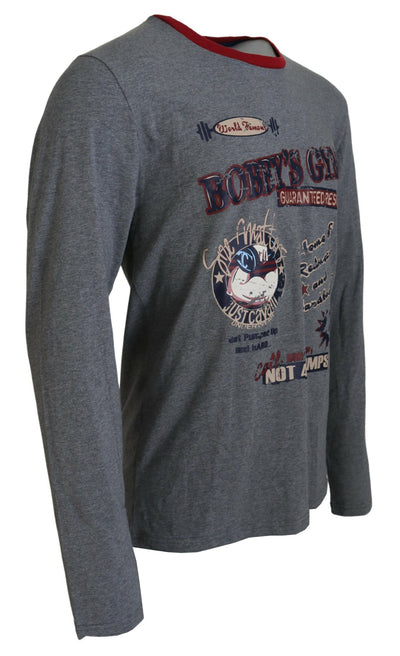 Gray Cotton Printed Men Casual Pullover T-shirt