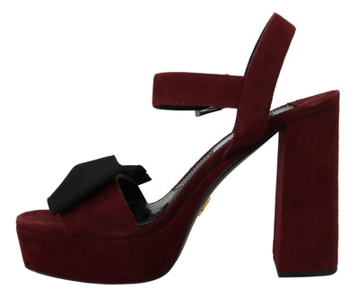 Maroon Suede Leather Sandals Ankle Strap Shoes