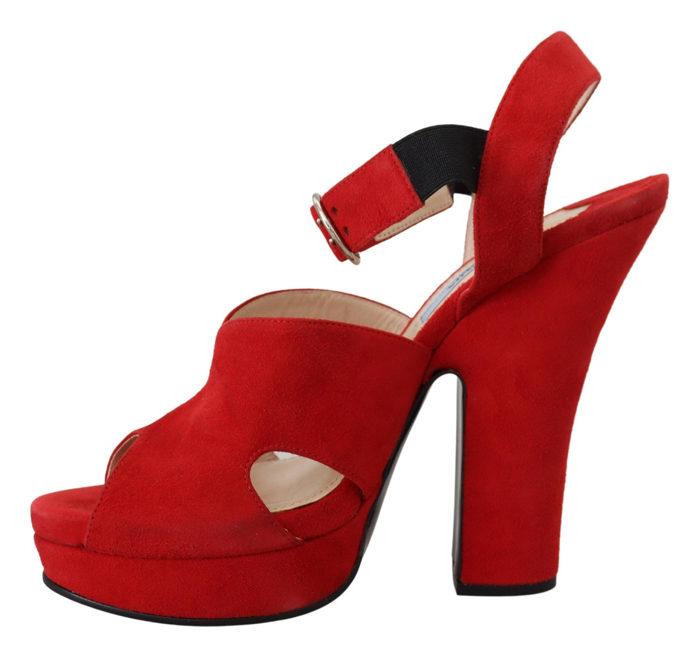 Red Suede Leather Sandals Ankle Strap Heels Shoes