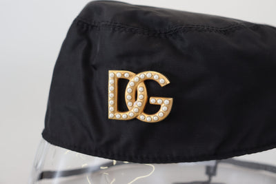 Black Nylon PVC Gold Dg Logo Women Bucket Hat