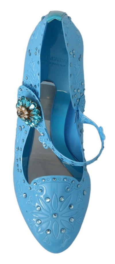 Blue Floral Crystal CINDERELLA Heels Shoes