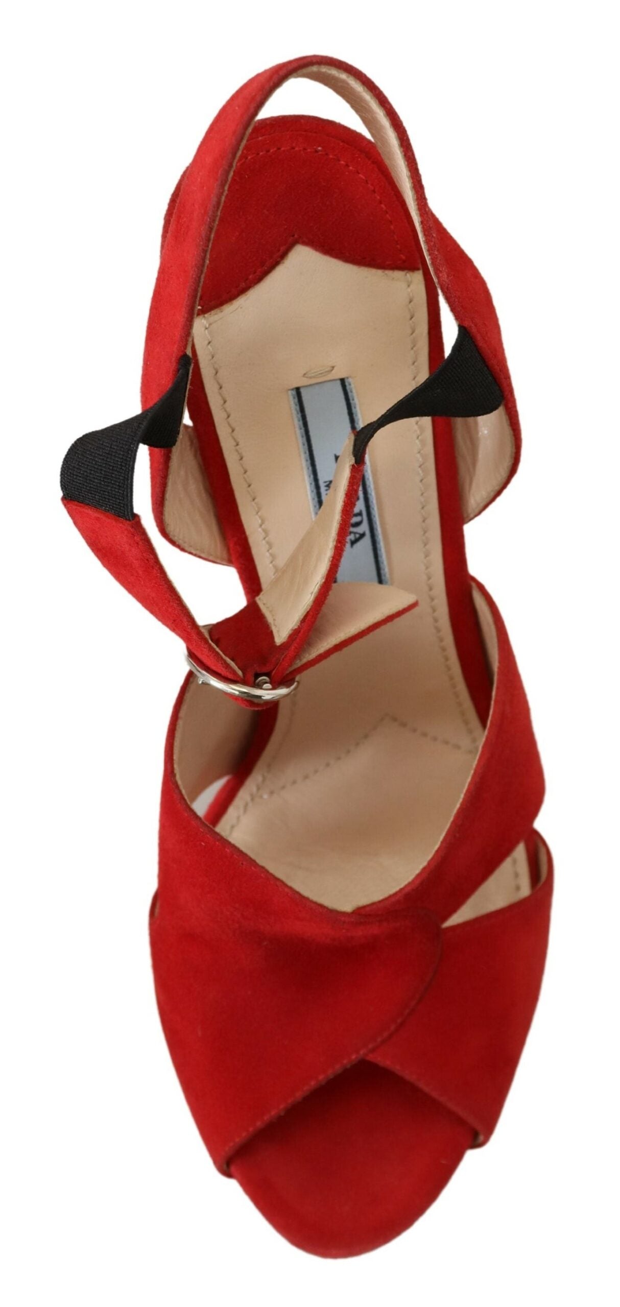 Red Suede Leather Sandals Ankle Strap Heels Shoes