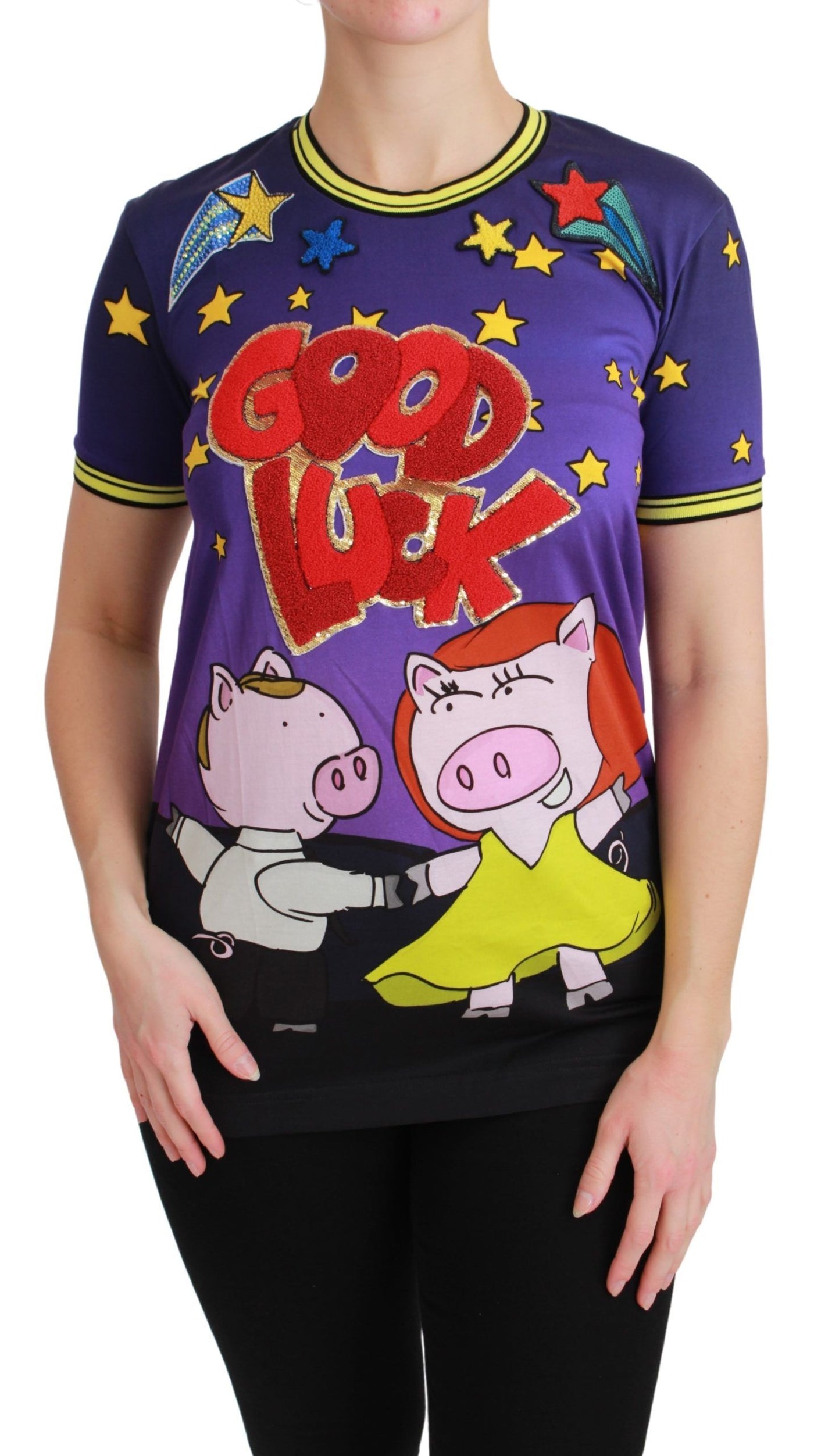 Purple YEAR OF THE PIG Top Cotton T-shirt