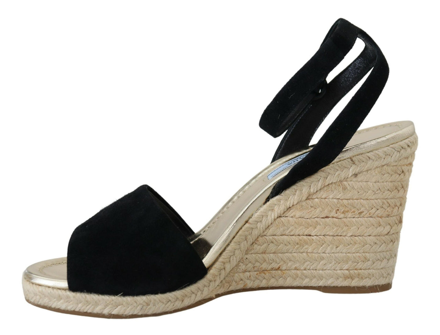 Black Wedges Sandals Ankle Strap Suede Leather Shoes