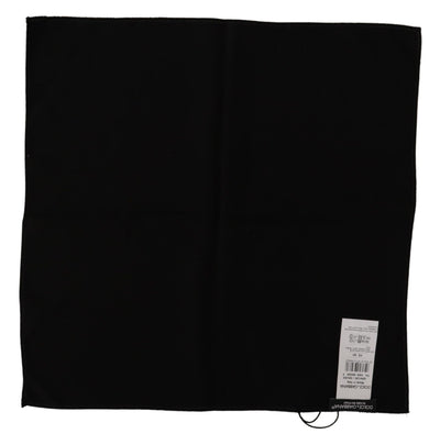 Black 100% Silk Square Handkerchief Scarf