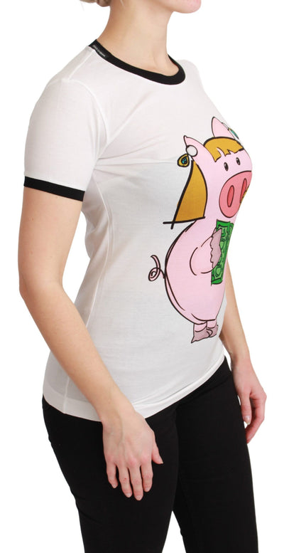 White YEAR OF THE PIG Top Cotton T-shirt