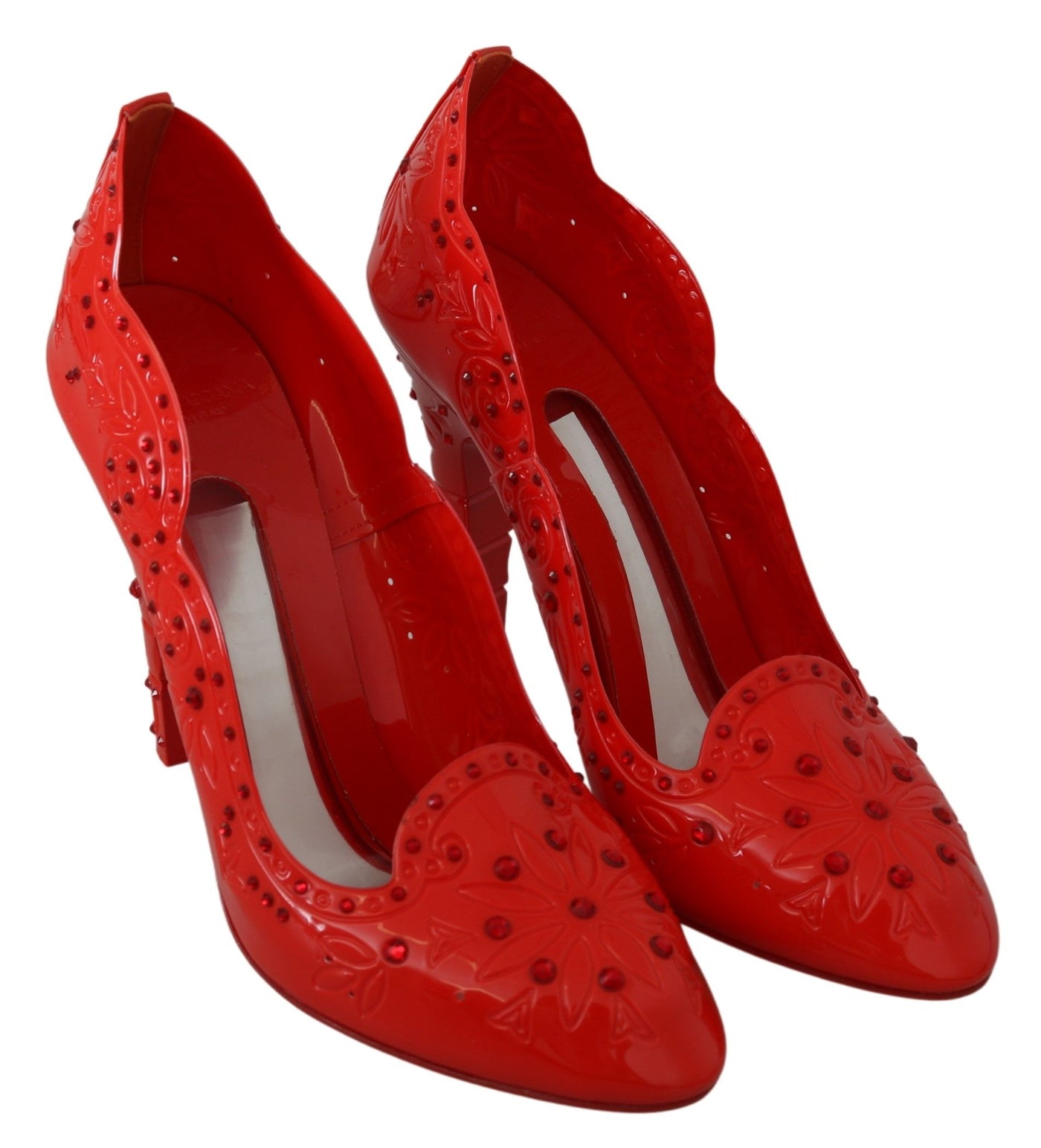 Red Floral Crystal CINDERELLA Heels Shoes