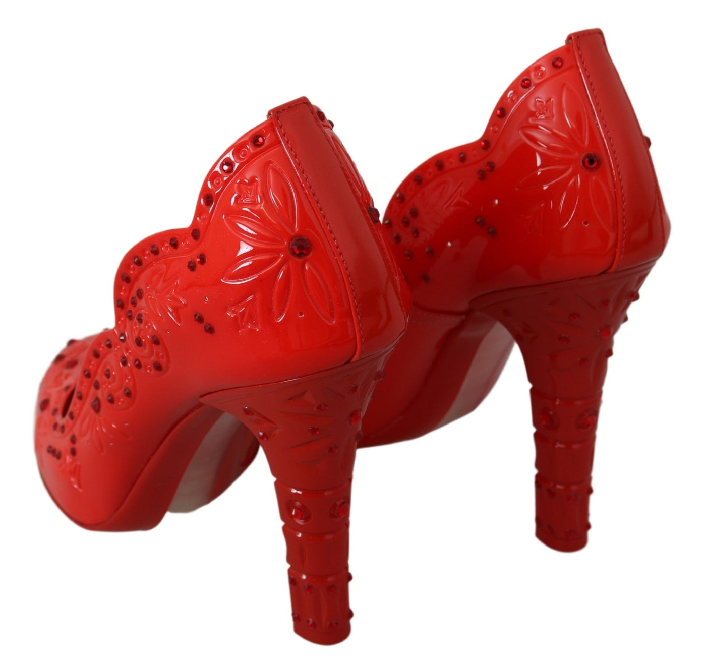 Red Floral Crystal CINDERELLA Heels Shoes