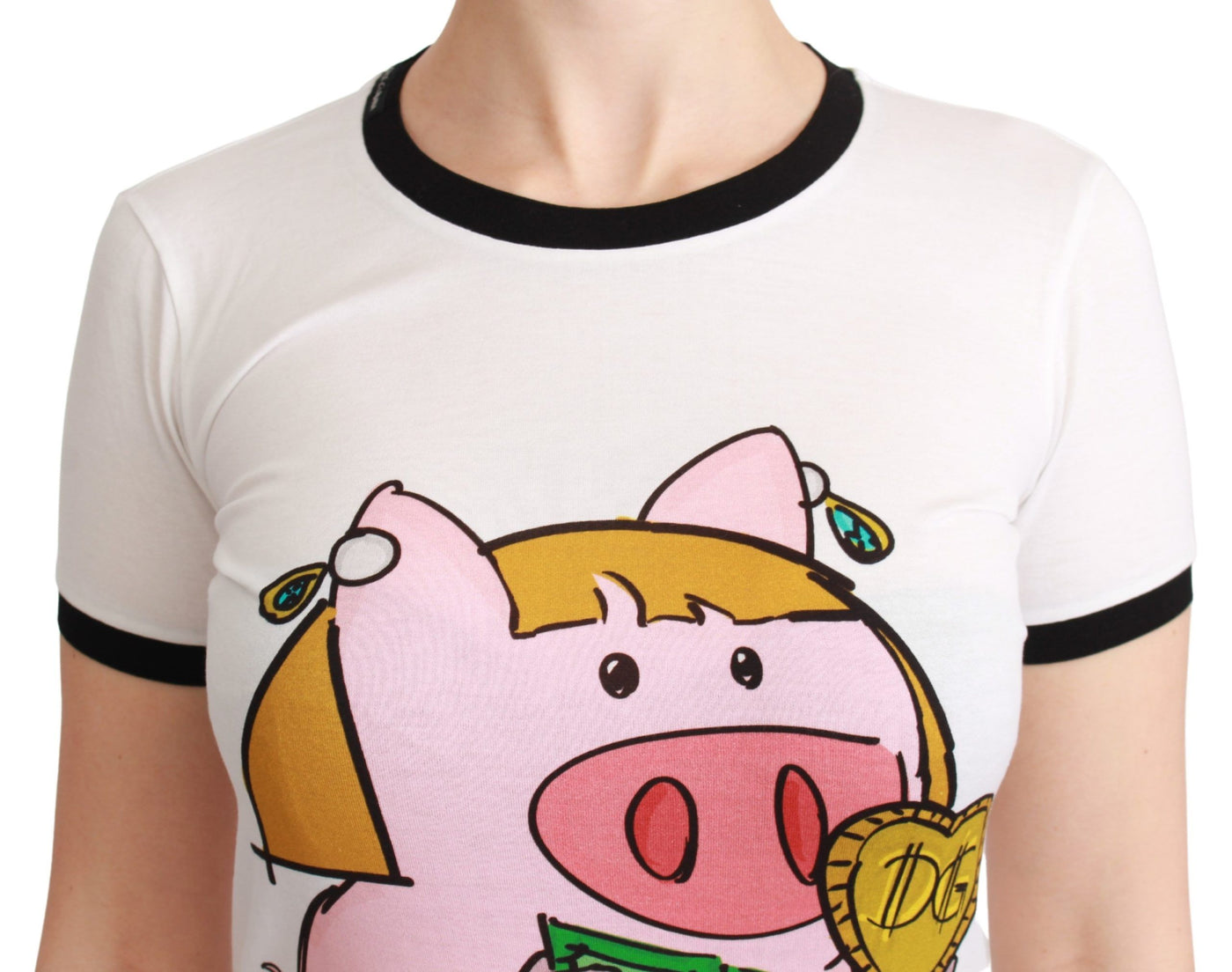 White YEAR OF THE PIG Top Cotton T-shirt