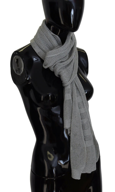 Gray Logo Knitted Neck Wrap Shawl Foulard Scarf