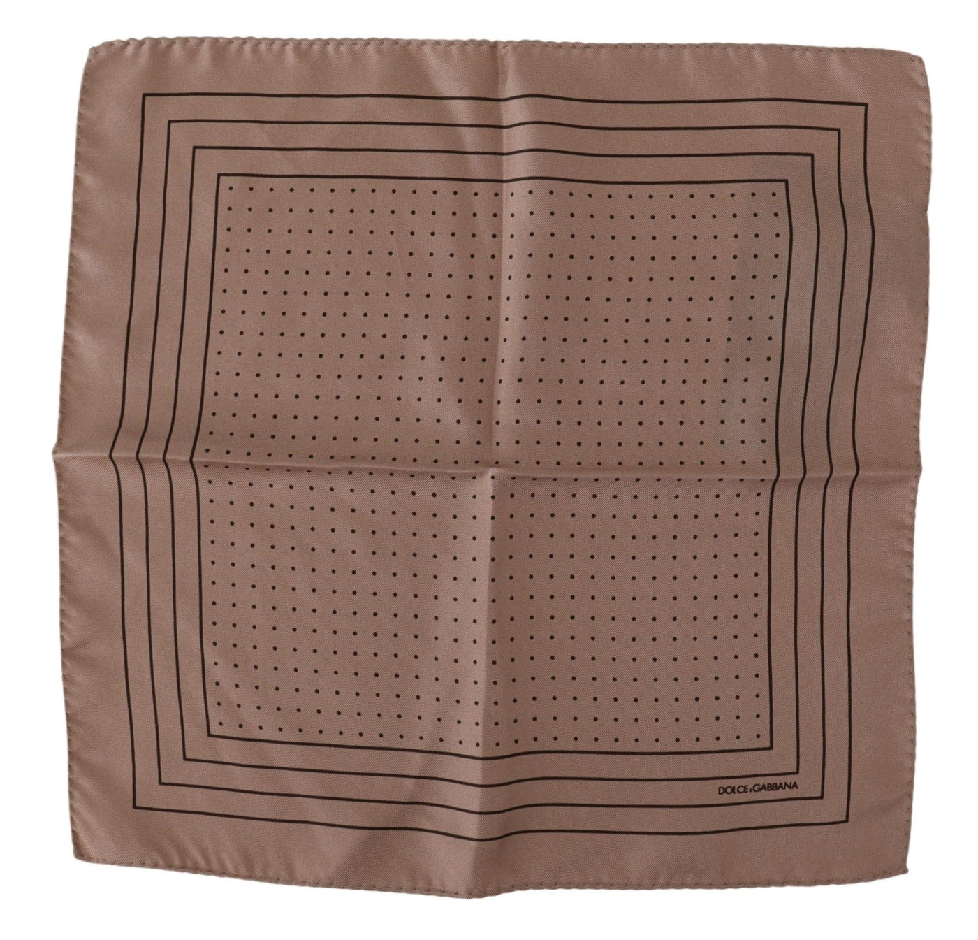 Brown Dotted Silk Square Handkerchief