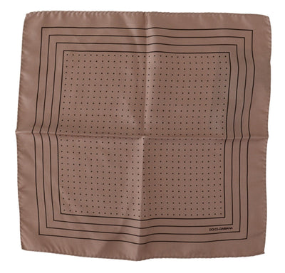 Brown Dotted Silk Square Handkerchief