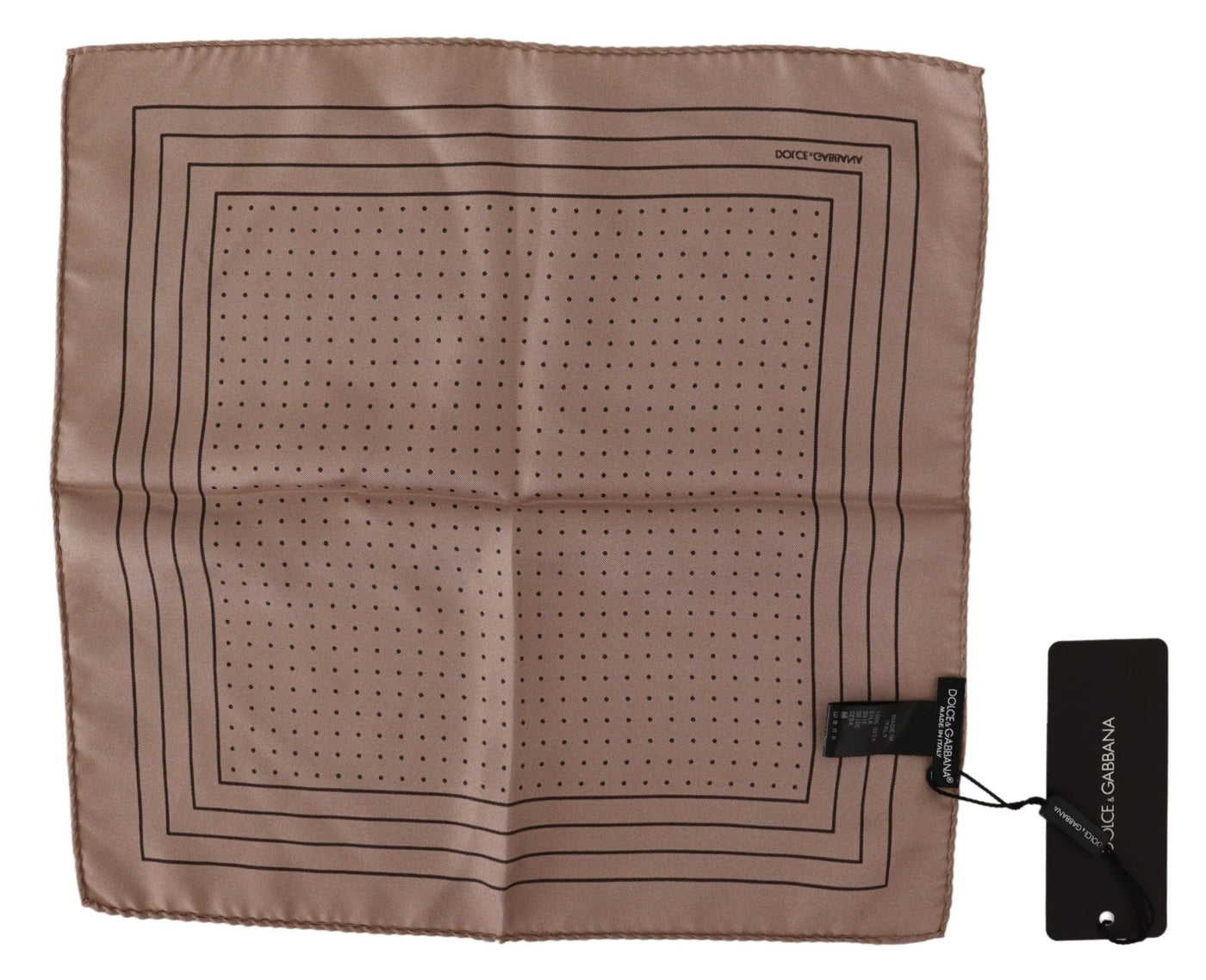 Brown Dotted Silk Square Handkerchief