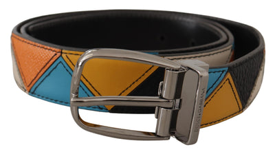 Multicolor Leather Silver Tone Logo Buckle Belt