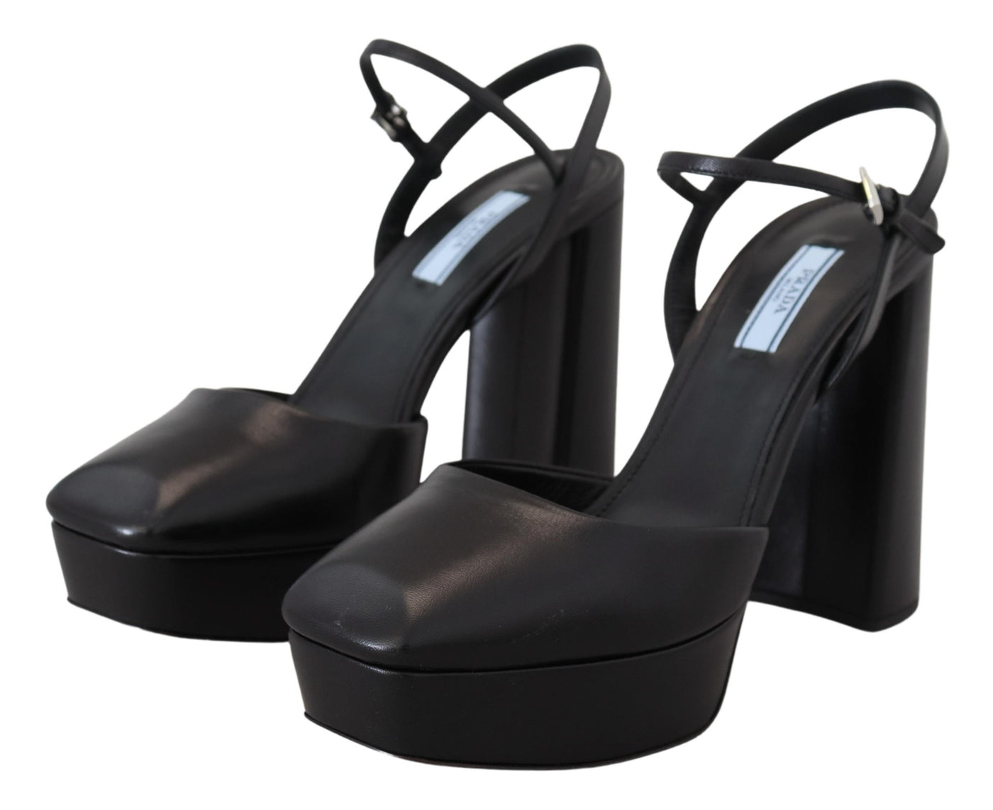 Black Capretto Patent Sandals Ankle Strap Heels Shoes