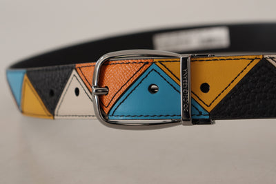 Multicolor Leather Silver Tone Logo Buckle Belt