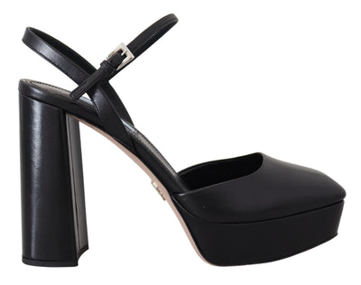 Black Capretto Patent Sandals Ankle Strap Heels Shoes