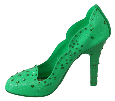 Green Crystal Floral CINDERELLA Heels Shoes