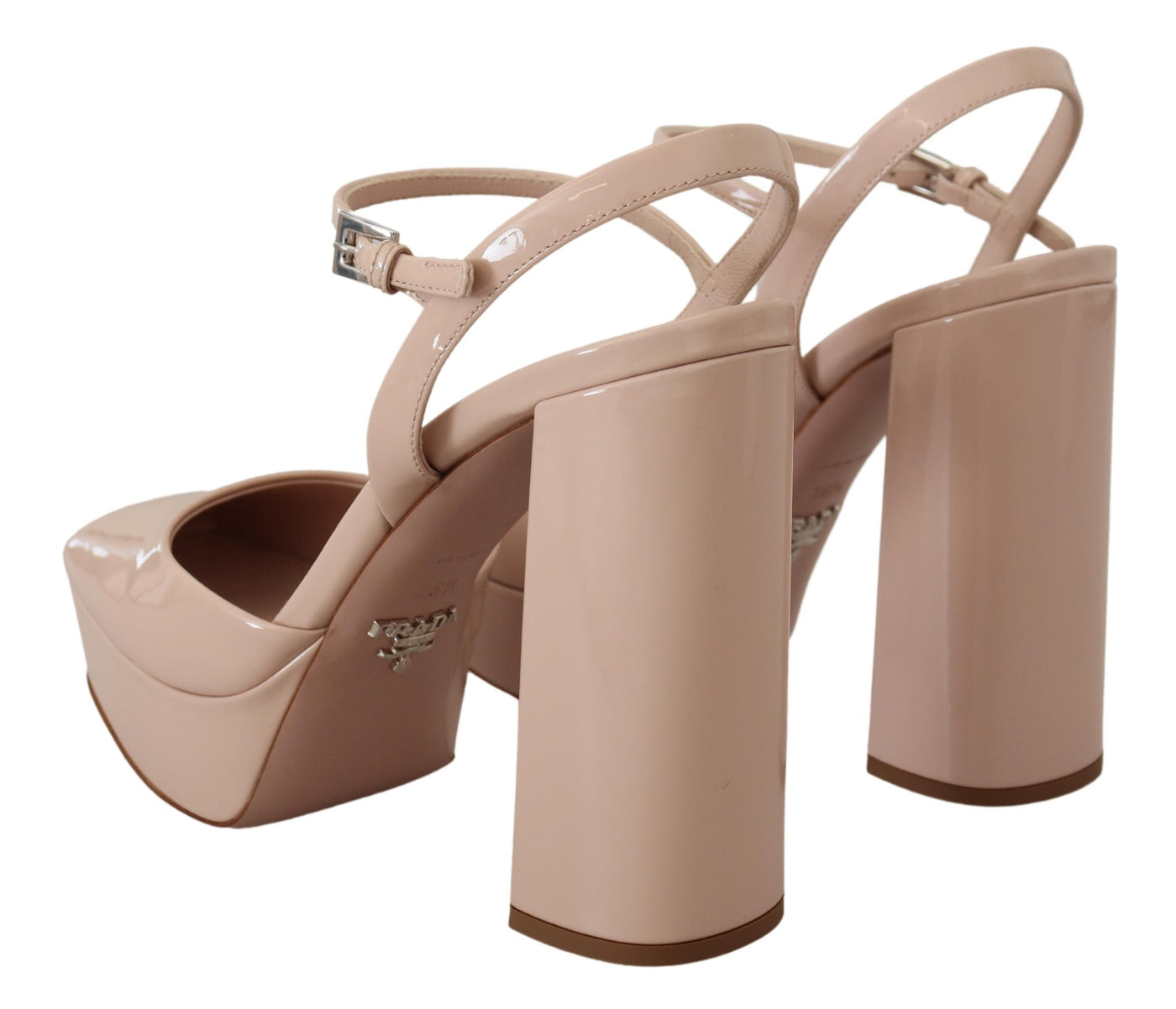 Beige Vernice Patent Sandals Ankle Strap Heels Shoes