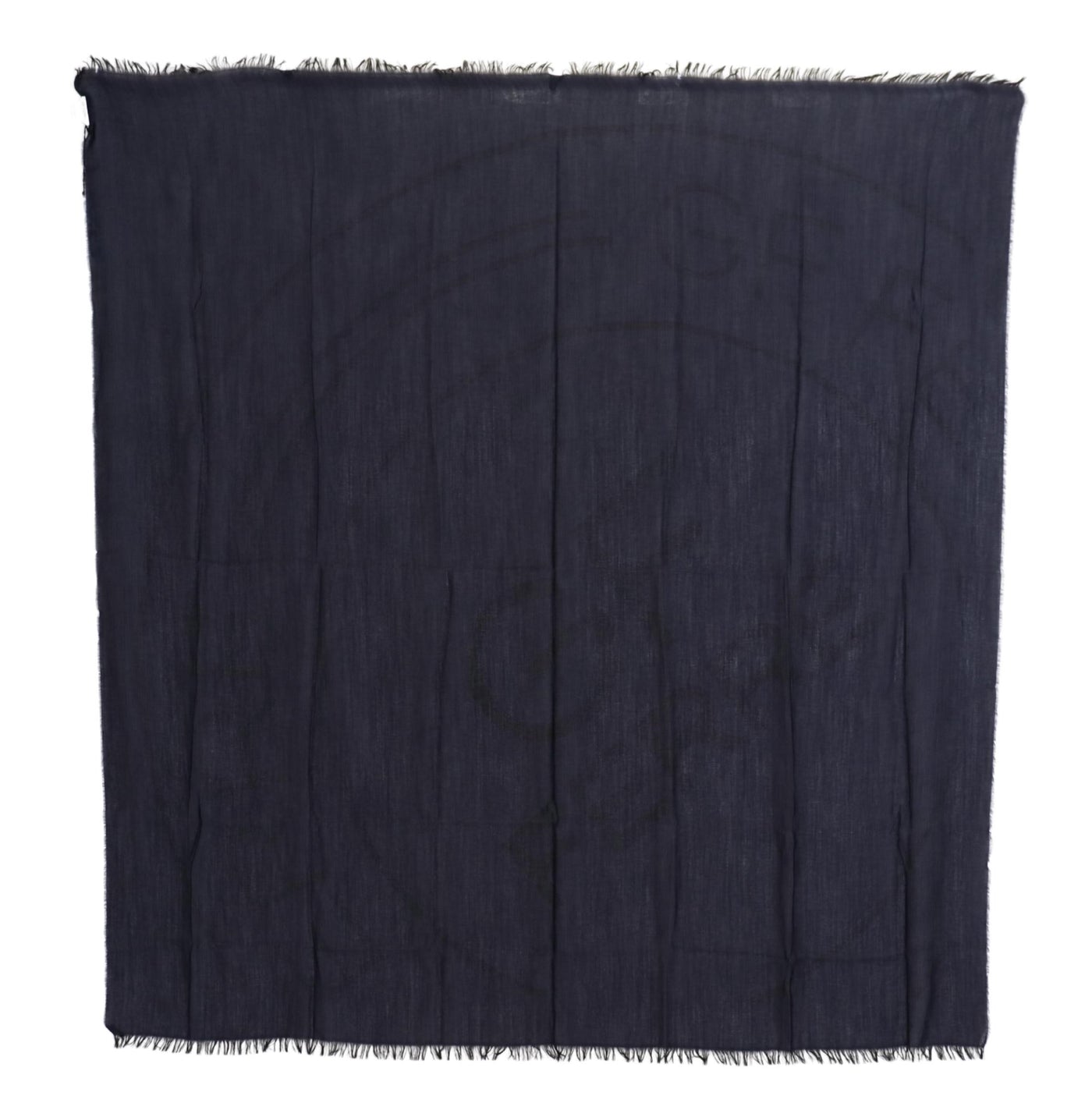 Dark Blue Wool Neck Wrap Shawl Fringes Scarf