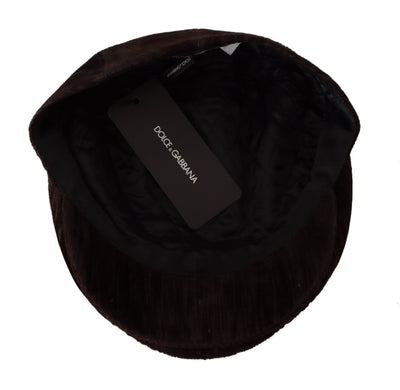 Brown Velvet Newsboy Men Capello Cotton Hat