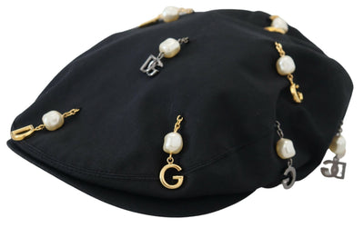 Black Cotton Embellished Newsboy Men Hat