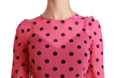 Pink Polka Dots A-line Knee Length Dress