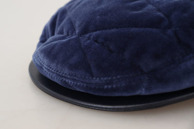 Blue Solid Cotton Blend Newsboy Men Hat