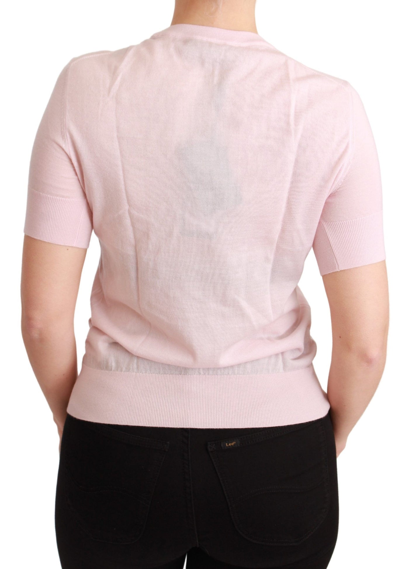 Pink Floral Embroidered Blouse Cashmere Top