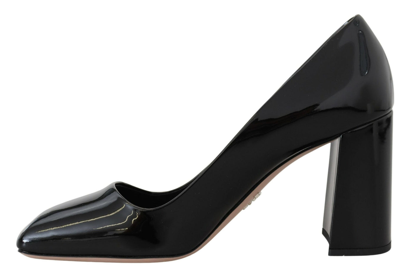 Black  Patent Leather Block  Classic Heels Pumps