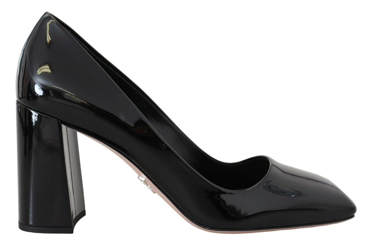 Black  Patent Leather Block  Classic Heels Pumps