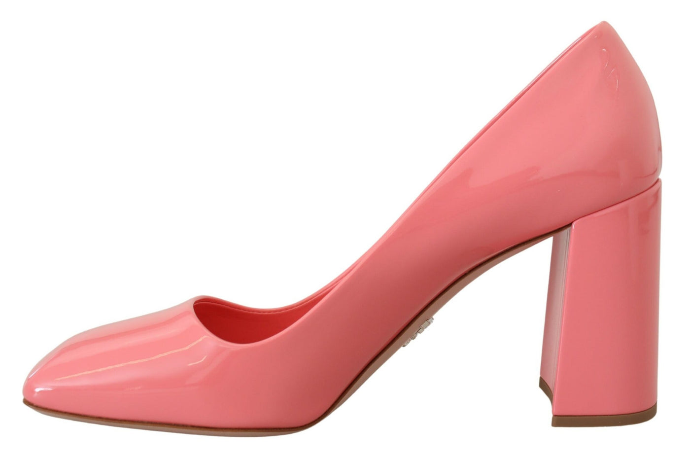 Pink Patent Leather Block Heels Pumps Classic