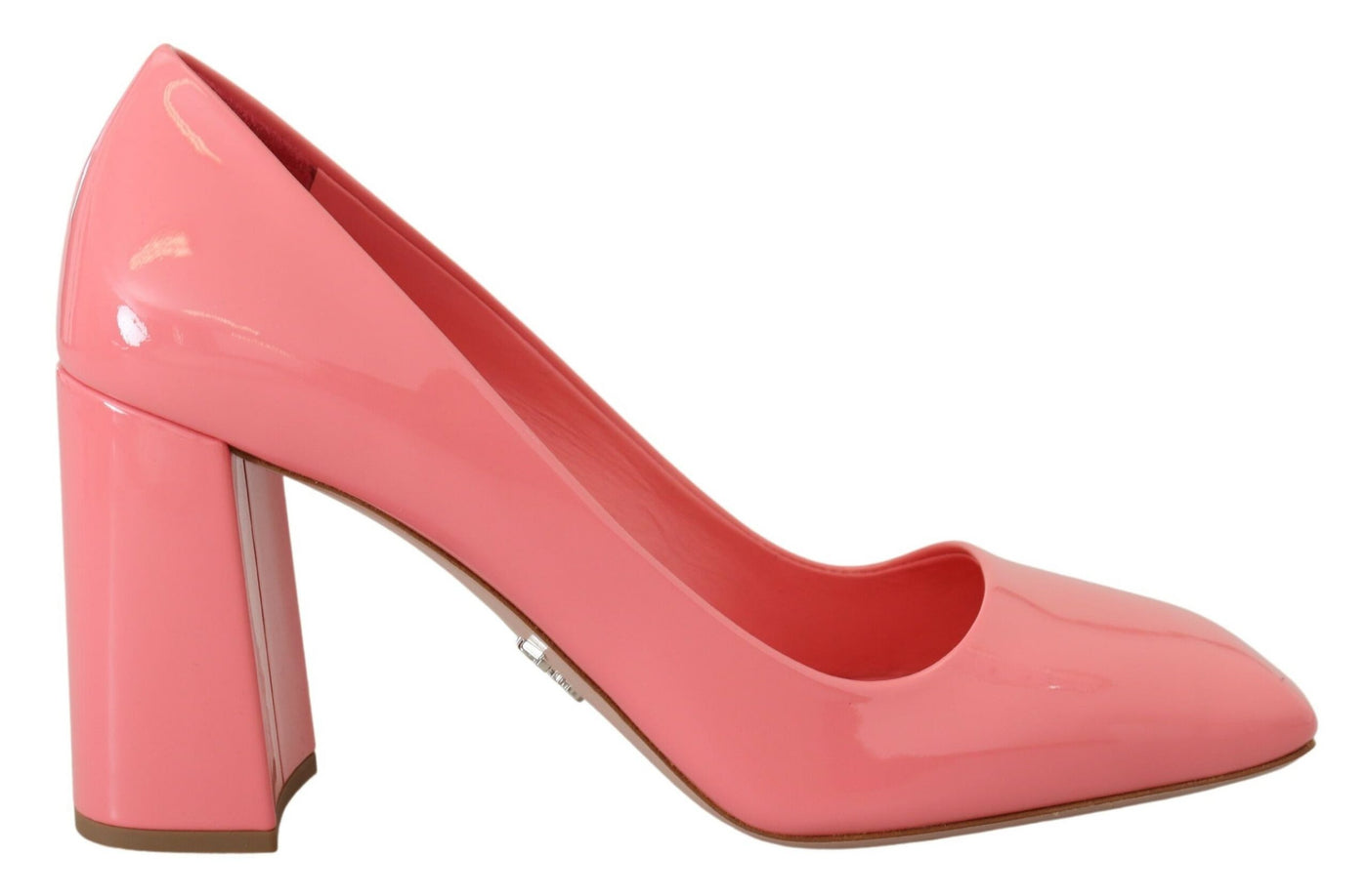 Pink Patent Leather Block Heels Pumps Classic