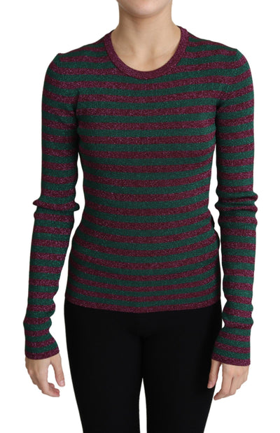 Multicolor Stripes Crew Neck Pullover Sweater