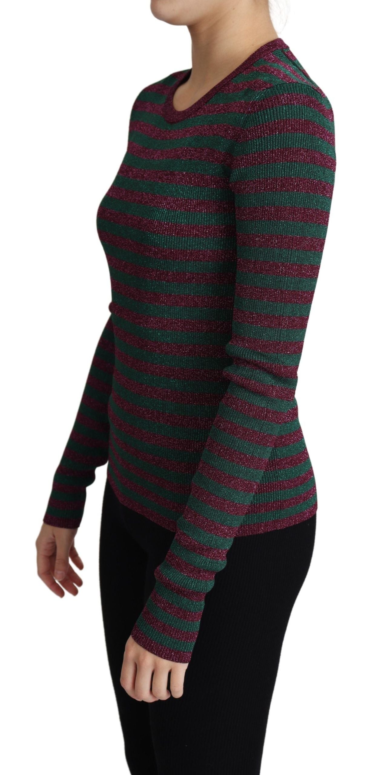 Multicolor Stripes Crew Neck Pullover Sweater