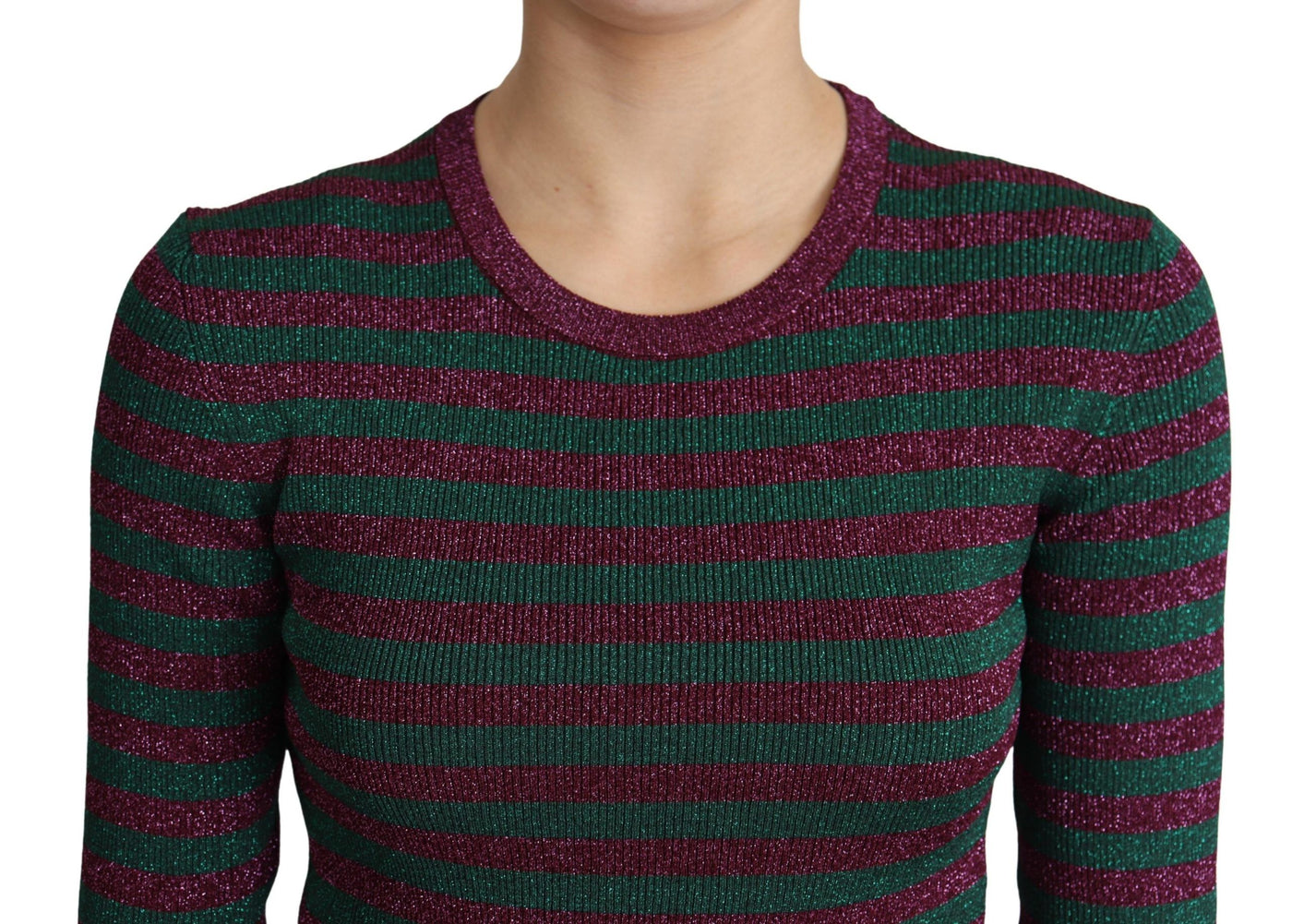 Multicolor Stripes Crew Neck Pullover Sweater