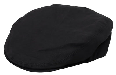 Black Solid Linen Blend Newsboy Men Hat